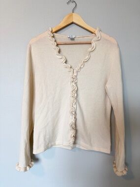 Investments Ruffled Cashmere V-Neck Cardigan